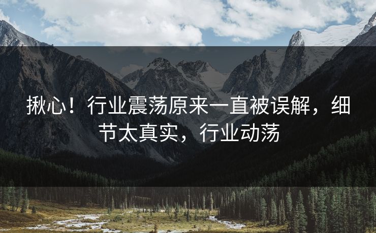 揪心！行业震荡原来一直被误解，细节太真实，行业动荡